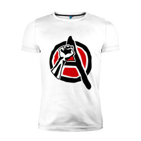 Мужская футболка премиум с принтом Анархия кулак в Екатеринбурге, 92% хлопок, 8% лайкра | приталенный силуэт, круглый вырез ворота, длина до линии бедра, короткий рукав | анархизм | анархия | беспредел | власти | кулак