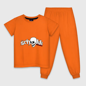 Детская пижама хлопок с принтом Schokk в Екатеринбурге, 100% хлопок |  брюки и футболка прямого кроя, без карманов, на брюках мягкая резинка на поясе и по низу штанин
 | schokk | schokkреп | рэп | череп | шок