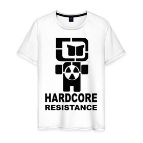 Мужская футболка хлопок с принтом Hardcore resistance в Екатеринбурге, 100% хлопок | прямой крой, круглый вырез горловины, длина до линии бедер, слегка спущенное плечо. | 