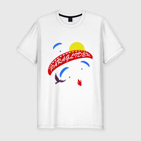 Мужская футболка премиум с принтом Paraglider в Екатеринбурге, 92% хлопок, 8% лайкра | приталенный силуэт, круглый вырез ворота, длина до линии бедра, короткий рукав | Тематика изображения на принте: extreme | paraglider | воздушный | параплан | парапланерист | экстрим | экстримал
