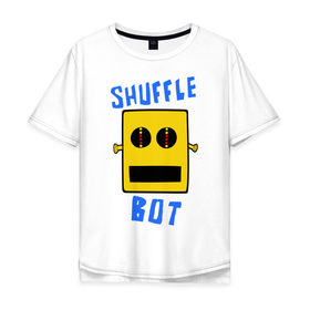 Мужская футболка хлопок Oversize с принтом SHUFFLE BOT в Екатеринбурге, 100% хлопок | свободный крой, круглый ворот, “спинка” длиннее передней части | shuffle bot | бот | музыка | музыкальный автомат | робот