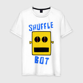 Мужская футболка хлопок с принтом SHUFFLE BOT в Екатеринбурге, 100% хлопок | прямой крой, круглый вырез горловины, длина до линии бедер, слегка спущенное плечо. | shuffle bot | бот | музыка | музыкальный автомат | робот