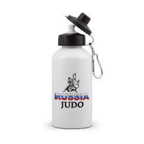 Бутылка спортивная с принтом Russia judo в Екатеринбурге, металл | емкость — 500 мл, в комплекте две пластиковые крышки и карабин для крепления | дзюдо