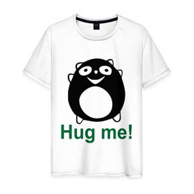 Мужская футболка хлопок с принтом Hug me! в Екатеринбурге, 100% хлопок | прямой крой, круглый вырез горловины, длина до линии бедер, слегка спущенное плечо. | hug | hug me | обними | обними меня | обнять | объятия