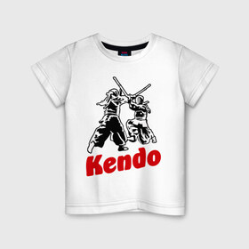 Детская футболка хлопок с принтом Кендо фектование в Екатеринбурге, 100% хлопок | круглый вырез горловины, полуприлегающий силуэт, длина до линии бедер | kendo | russia | борьба | восточные | единоборства | самурай | самурайский | синай | спорт | фехтование