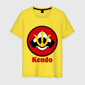 Мужская футболка хлопок с принтом Кендо эмблема в Екатеринбурге, 100% хлопок | прямой крой, круглый вырез горловины, длина до линии бедер, слегка спущенное плечо. | kendo | russia | борьба | восточные | единоборства | самурайский | спорт | фехтование