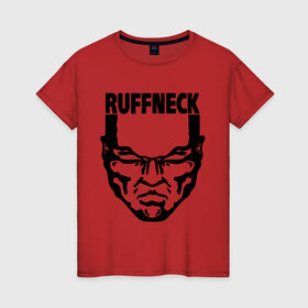 Женская футболка хлопок с принтом Ruffneck в Екатеринбурге, 100% хлопок | прямой крой, круглый вырез горловины, длина до линии бедер, слегка спущенное плечо | dj | ruffneck | диджей | лицо | музыка | обложка