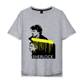Мужская футболка хлопок Oversize с принтом Sherlock в Екатеринбурге, 100% хлопок | свободный крой, круглый ворот, “спинка” длиннее передней части | holms | sherlock | sherlock holmes | vatson | watson | ватсон | доктор ватсон | сериалы | тв сериалы | шерлок | шерлок холмс