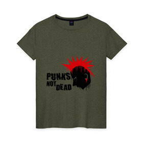 Женская футболка хлопок с принтом Punks not dead (1) в Екатеринбурге, 100% хлопок | прямой крой, круглый вырез горловины, длина до линии бедер, слегка спущенное плечо | punks | панк | панк не умрет | стиль панк