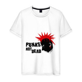 Мужская футболка хлопок с принтом Punks not dead (1) в Екатеринбурге, 100% хлопок | прямой крой, круглый вырез горловины, длина до линии бедер, слегка спущенное плечо. | punks | панк | панк не умрет | стиль панк