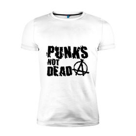 Мужская футболка премиум с принтом Punks not dead (2) в Екатеринбурге, 92% хлопок, 8% лайкра | приталенный силуэт, круглый вырез ворота, длина до линии бедра, короткий рукав | punks | анархия | панк | панк не умрет | стиль панк