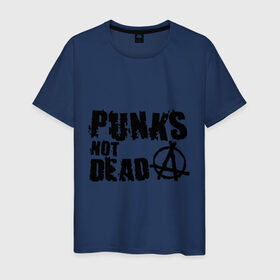 Мужская футболка хлопок с принтом Punks not dead (2) в Екатеринбурге, 100% хлопок | прямой крой, круглый вырез горловины, длина до линии бедер, слегка спущенное плечо. | punks | анархия | панк | панк не умрет | стиль панк