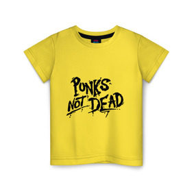 Детская футболка хлопок с принтом Punks not dead в Екатеринбурге, 100% хлопок | круглый вырез горловины, полуприлегающий силуэт, длина до линии бедер | Тематика изображения на принте: punks | панк | панк не умрет | стиль панк