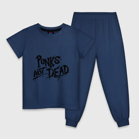 Детская пижама хлопок с принтом Punks not dead в Екатеринбурге, 100% хлопок |  брюки и футболка прямого кроя, без карманов, на брюках мягкая резинка на поясе и по низу штанин
 | Тематика изображения на принте: punks | панк | панк не умрет | стиль панк