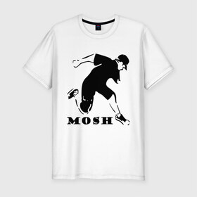 Мужская футболка премиум с принтом Mosh в Екатеринбурге, 92% хлопок, 8% лайкра | приталенный силуэт, круглый вырез ворота, длина до линии бедра, короткий рукав | Тематика изображения на принте: hardcore | mosh | мош | силуэт | хард