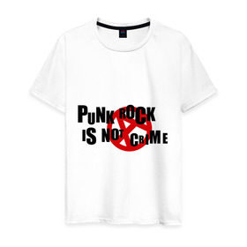 Мужская футболка хлопок с принтом PUNK ROCK IS NOT A CRIME в Екатеринбурге, 100% хлопок | прямой крой, круглый вырез горловины, длина до линии бедер, слегка спущенное плечо. | Тематика изображения на принте: is not a crime | punk | punk rock | rock | анархизм | анархия | знак анархии | панк | панк рок | панк рок это не криминал | рок