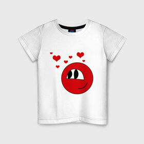 Детская футболка хлопок с принтом влюбленный смайл в Екатеринбурге, 100% хлопок | круглый вырез горловины, полуприлегающий силуэт, длина до линии бедер | love | влюбленность | любовь | сердечки | сердца | смайл | смайлик | чувства