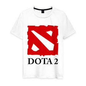 Мужская футболка хлопок с принтом Logo Dota 2 в Екатеринбурге, 100% хлопок | прямой крой, круглый вырез горловины, длина до линии бедер, слегка спущенное плечо. | dota | dota 2 | media | дота | дота 2 | игры | компьютерные игры