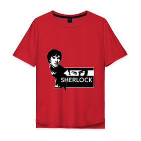 Мужская футболка хлопок Oversize с принтом T-shirt Sherlock в Екатеринбурге, 100% хлопок | свободный крой, круглый ворот, “спинка” длиннее передней части | holmes | holms | sherlock | sherlok | vatson | ватсон | сериал | холмс | шерлок | шерлок холмс