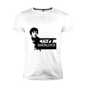 Мужская футболка премиум с принтом T-shirt Sherlock в Екатеринбурге, 92% хлопок, 8% лайкра | приталенный силуэт, круглый вырез ворота, длина до линии бедра, короткий рукав | holmes | holms | sherlock | sherlok | vatson | ватсон | сериал | холмс | шерлок | шерлок холмс