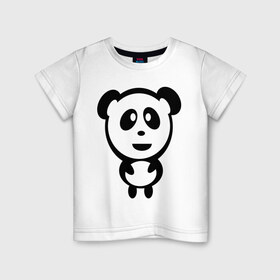 Детская футболка хлопок с принтом Милая панда в Екатеринбурге, 100% хлопок | круглый вырез горловины, полуприлегающий силуэт, длина до линии бедер | panda | животное | зверушка | зверь | медведь | медвежонок | мишка | мишутка