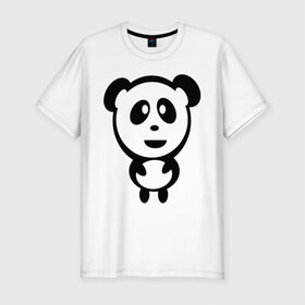 Мужская футболка премиум с принтом Милая панда в Екатеринбурге, 92% хлопок, 8% лайкра | приталенный силуэт, круглый вырез ворота, длина до линии бедра, короткий рукав | panda | животное | зверушка | зверь | медведь | медвежонок | мишка | мишутка
