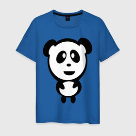 Мужская футболка хлопок с принтом Милая панда в Екатеринбурге, 100% хлопок | прямой крой, круглый вырез горловины, длина до линии бедер, слегка спущенное плечо. | panda | животное | зверушка | зверь | медведь | медвежонок | мишка | мишутка