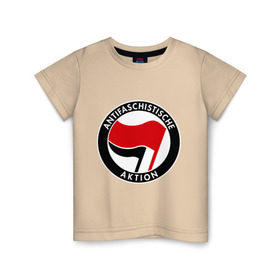 Детская футболка хлопок с принтом Antifa (1) в Екатеринбурге, 100% хлопок | круглый вырез горловины, полуприлегающий силуэт, длина до линии бедер | Тематика изображения на принте: antifa | антифа | антифашизм | антифашистское движение | знак антифа | против фашизма | фашизм
