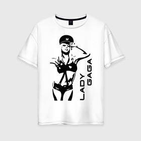 Женская футболка хлопок Oversize с принтом Lady Gaga (1) в Екатеринбурге, 100% хлопок | свободный крой, круглый ворот, спущенный рукав, длина до линии бедер
 | lady gaga | гага | леди gaga | леди гага | лицо леди gaga | лицо леди гага | образ леди гага