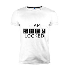 Мужская футболка премиум с принтом I AM SHERLOCKED в Екатеринбурге, 92% хлопок, 8% лайкра | приталенный силуэт, круглый вырез ворота, длина до линии бедра, короткий рукав | holmes | sherlock | watson | ватсон