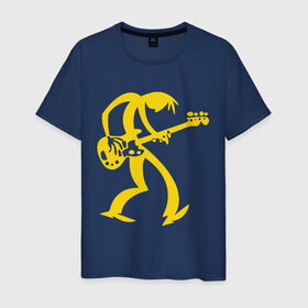 Мужская футболка хлопок с принтом Басист в Екатеринбурге, 100% хлопок | прямой крой, круглый вырез горловины, длина до линии бедер, слегка спущенное плечо. | гитара