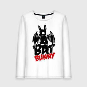 Женский лонгслив хлопок с принтом Bat bunny в Екатеринбурге, 100% хлопок |  | bat | bat bunny | batbunny | бэт | бэтбани | бэтбанни | летучая мышь