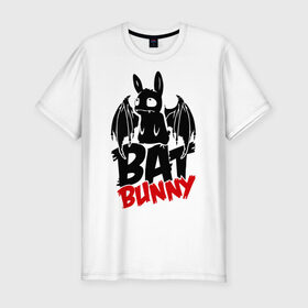 Мужская футболка премиум с принтом Bat bunny в Екатеринбурге, 92% хлопок, 8% лайкра | приталенный силуэт, круглый вырез ворота, длина до линии бедра, короткий рукав | Тематика изображения на принте: bat | bat bunny | batbunny | бэт | бэтбани | бэтбанни | летучая мышь