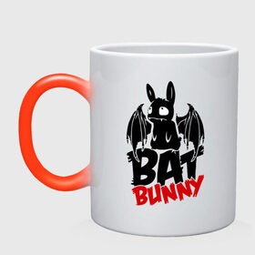 Кружка хамелеон с принтом Bat bunny в Екатеринбурге, керамика | меняет цвет при нагревании, емкость 330 мл | bat | bat bunny | batbunny | бэт | бэтбани | бэтбанни | летучая мышь