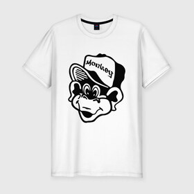 Мужская футболка премиум с принтом Monkey Business в Екатеринбурге, 92% хлопок, 8% лайкра | приталенный силуэт, круглый вырез ворота, длина до линии бедра, короткий рукав | gangsta | gansta | hip | hip hop | hop | rap | в кепке | обезьяна | обезьянка | рэп | рэпчина | хип | хип хоп | хипхоп | хоп