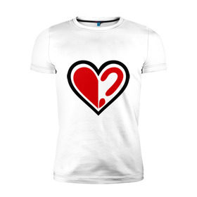 Мужская футболка премиум с принтом без 2-ой половинки в Екатеринбурге, 92% хлопок, 8% лайкра | приталенный силуэт, круглый вырез ворота, длина до линии бедра, короткий рукав | без второй половины | вопрос | вторая половина | любовь | одинок | одиночиство | отношения | половинка | половинка сердца | сердце
