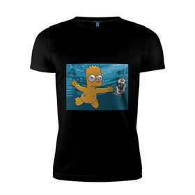 Мужская футболка премиум с принтом Nevermind (Simpsons) в Екатеринбурге, 92% хлопок, 8% лайкра | приталенный силуэт, круглый вырез ворота, длина до линии бедра, короткий рукав | Тематика изображения на принте: nevermind | nevermind simpsons | nirvana | nirvana nevermind | rock | simpsons | нирвана | нирвана nevermind | нирвана симпсонс | ребенок | рок | символика nirvana | символика нирвана | симпсонс