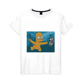 Женская футболка хлопок с принтом Nevermind (Simpsons) в Екатеринбурге, 100% хлопок | прямой крой, круглый вырез горловины, длина до линии бедер, слегка спущенное плечо | Тематика изображения на принте: nevermind | nevermind simpsons | nirvana | nirvana nevermind | rock | simpsons | нирвана | нирвана nevermind | нирвана симпсонс | ребенок | рок | символика nirvana | символика нирвана | симпсонс