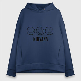 Женское худи Oversize хлопок с принтом Nirvana(2) в Екатеринбурге, френч-терри — 70% хлопок, 30% полиэстер. Мягкий теплый начес внутри —100% хлопок | боковые карманы, эластичные манжеты и нижняя кромка, капюшон на магнитной кнопке | nirvana | rock | нирвана | ребенок | рок | символика nirvana | символика нирвана