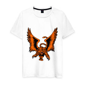 Мужская футболка хлопок с принтом тигр с крыльями в Екатеринбурге, 100% хлопок | прямой крой, круглый вырез горловины, длина до линии бедер, слегка спущенное плечо. | крылья