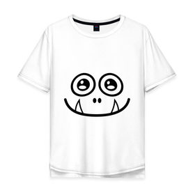 Мужская футболка хлопок Oversize с принтом Добрый монстрик в Екатеринбурге, 100% хлопок | свободный крой, круглый ворот, “спинка” длиннее передней части | глазастый | зубастик | зубы | монстр | рожица | чудик | чудовище