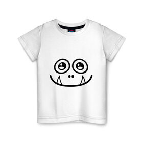 Детская футболка хлопок с принтом Добрый монстрик в Екатеринбурге, 100% хлопок | круглый вырез горловины, полуприлегающий силуэт, длина до линии бедер | глазастый | зубастик | зубы | монстр | рожица | чудик | чудовище
