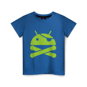 Детская футболка хлопок с принтом Android super user в Екатеринбурге, 100% хлопок | круглый вырез горловины, полуприлегающий силуэт, длина до линии бедер | пират
