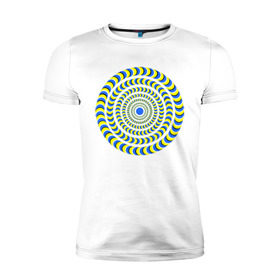 Мужская футболка премиум с принтом Психоделика полноцвет в Екатеринбурге, 92% хлопок, 8% лайкра | приталенный силуэт, круглый вырез ворота, длина до линии бедра, короткий рукав | гипноз | гипнотические | круг | оптическая иллюзия