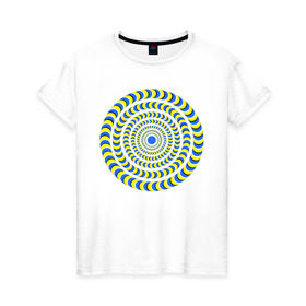 Женская футболка хлопок с принтом Психоделика полноцвет в Екатеринбурге, 100% хлопок | прямой крой, круглый вырез горловины, длина до линии бедер, слегка спущенное плечо | гипноз | гипнотические | круг | оптическая иллюзия