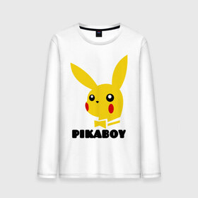 Мужской лонгслив хлопок с принтом PikaBoy в Екатеринбурге, 100% хлопок |  | pickachu | pikaboy | playboy | pockemon | антибренд | пикабой | пикачу | плейбой | покемон