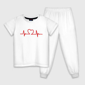 Детская пижама хлопок с принтом В ритме сердца в Екатеринбурге, 100% хлопок |  брюки и футболка прямого кроя, без карманов, на брюках мягкая резинка на поясе и по низу штанин
 | биение сердца | ритм сердца | сердечко | сердце