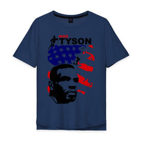 Мужская футболка хлопок Oversize с принтом боксер Mike Tyson в Екатеринбурге, 100% хлопок | свободный крой, круглый ворот, “спинка” длиннее передней части | boxing