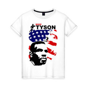 Женская футболка хлопок с принтом боксер Mike Tyson в Екатеринбурге, 100% хлопок | прямой крой, круглый вырез горловины, длина до линии бедер, слегка спущенное плечо | Тематика изображения на принте: boxing