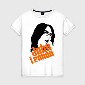 Женская футболка хлопок с принтом Джон Леннон (John Lennon) в Екатеринбурге, 100% хлопок | прямой крой, круглый вырез горловины, длина до линии бедер, слегка спущенное плечо | beatles | john lennon | the beatles | битлз | битлы | джон леннон | джон ленон | леннон | ленон | портрет